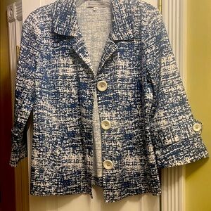 Elliott Lauren Textured Blue and White Blazer